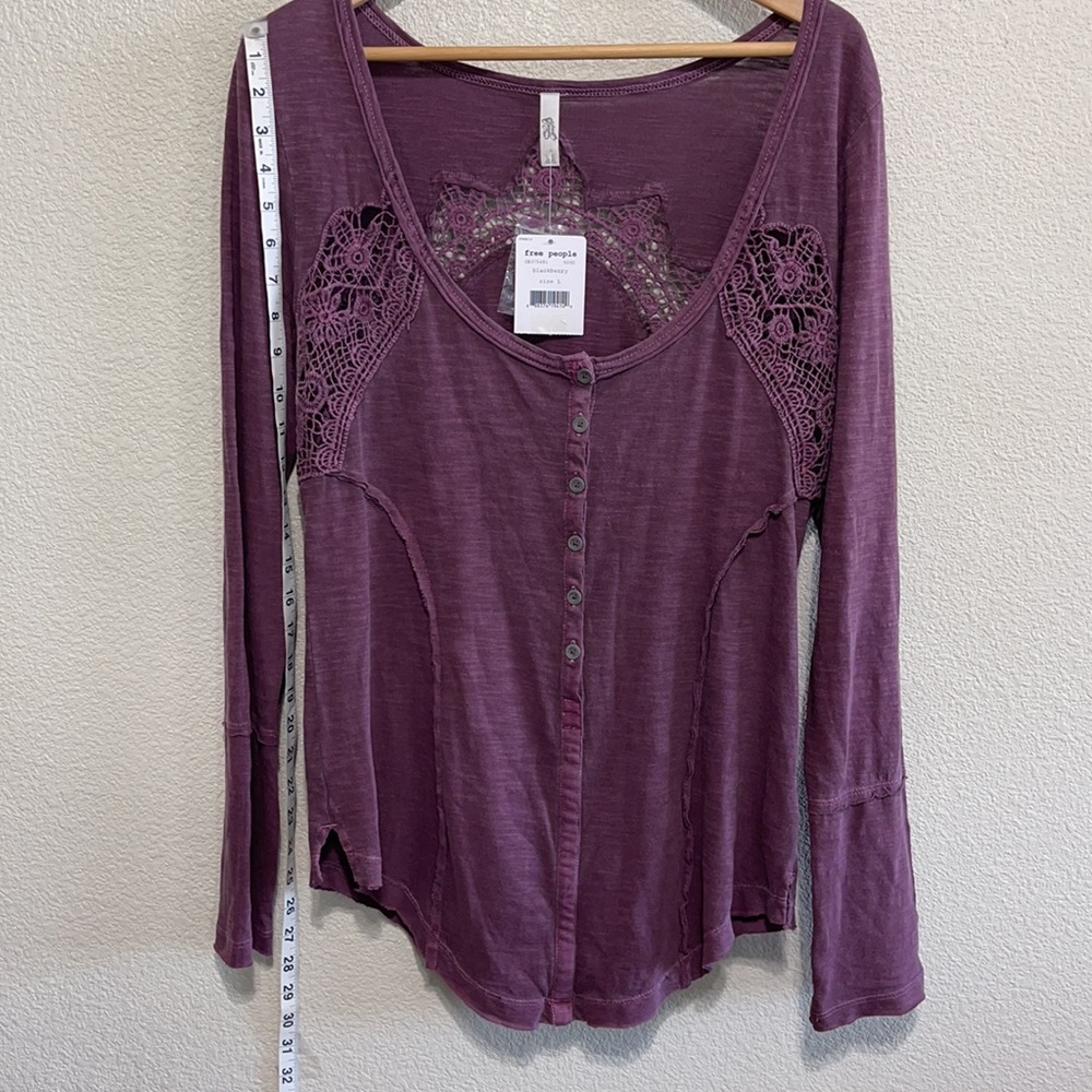 Free People Plum Purple Long Sleeve Button-Down Top - Picture 7 of 10